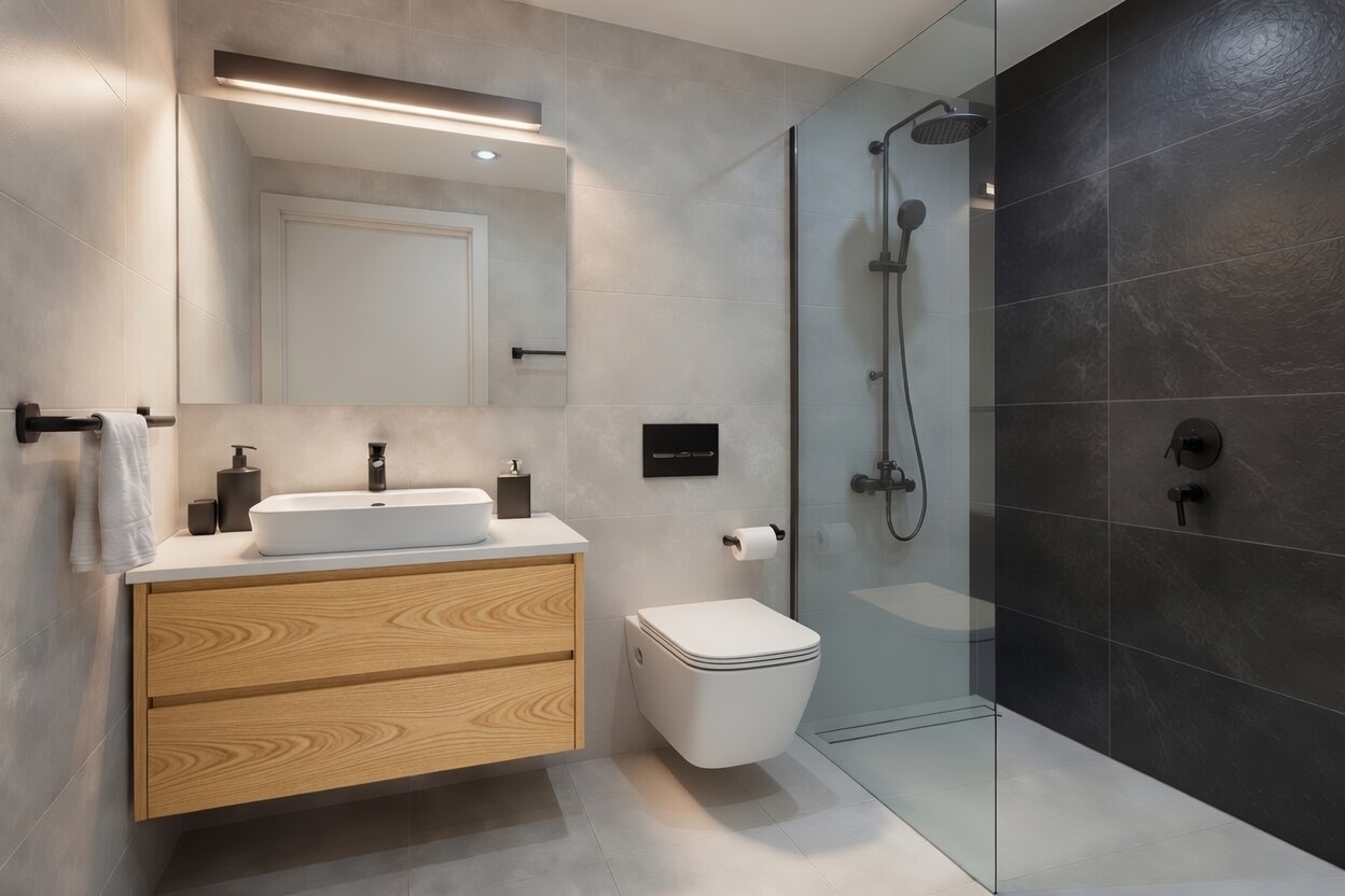 Wizualizacja kawalerka - łazienka